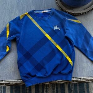 Burberry Blue and Yellow Plaid Crewneck Sweater